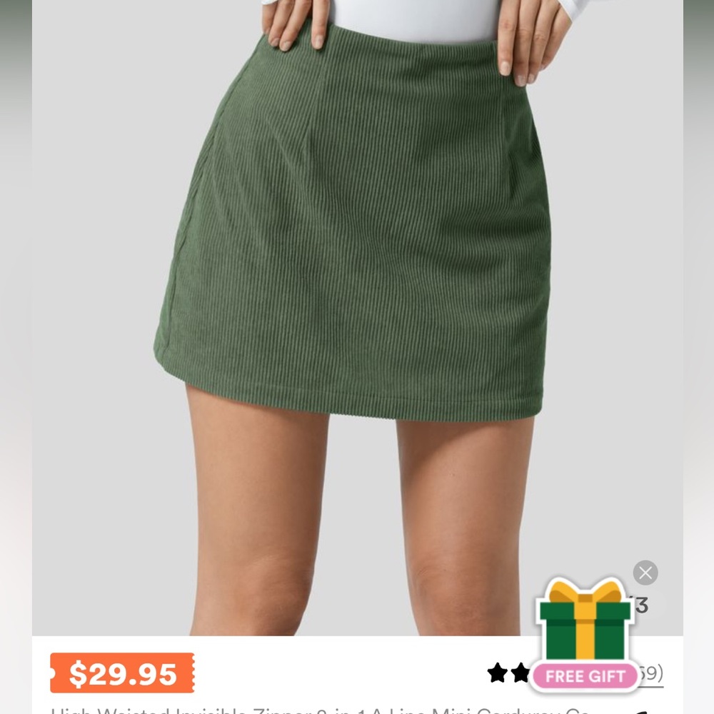 Halara rifle green skirt